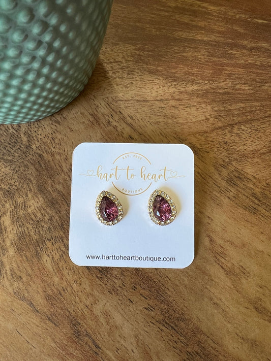 Teardrop Earrings- Mauve