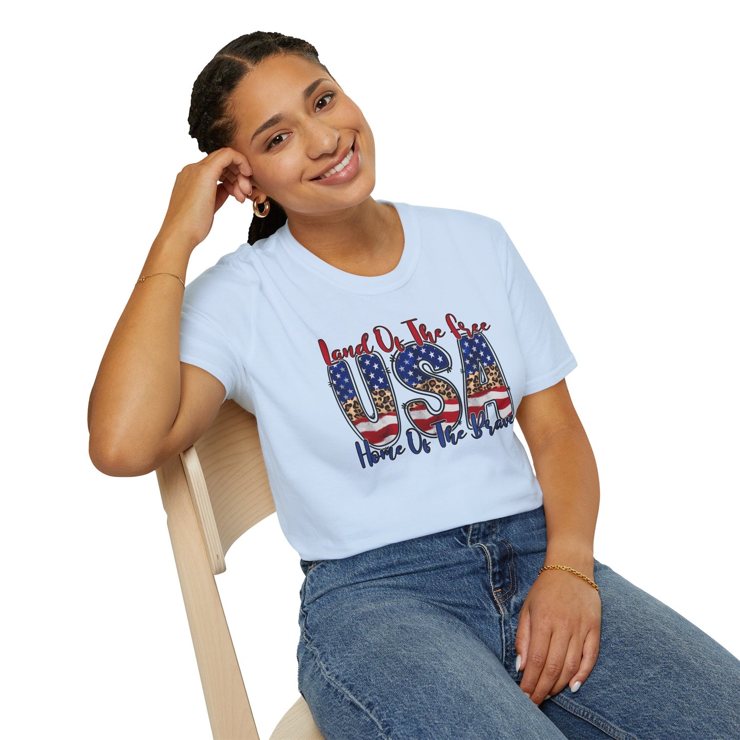 Land of the Free Because of the Brave T-Shirt — USA Flag Americana