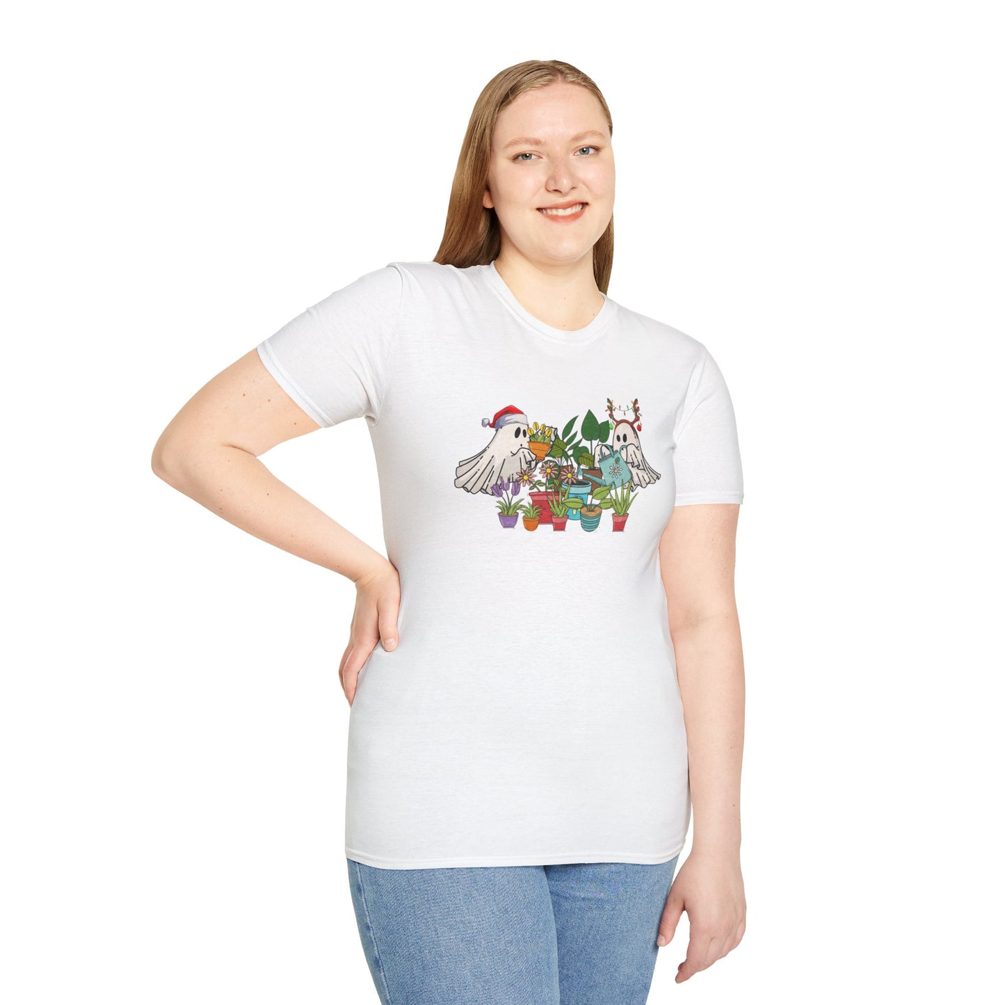 Succulent Ghost Christmas Unisex Heavy Cotton Tee, Merry Christ Tee, Ghost Christmas Tee, Succulent Christmas Tee, Plant Christmas Tee