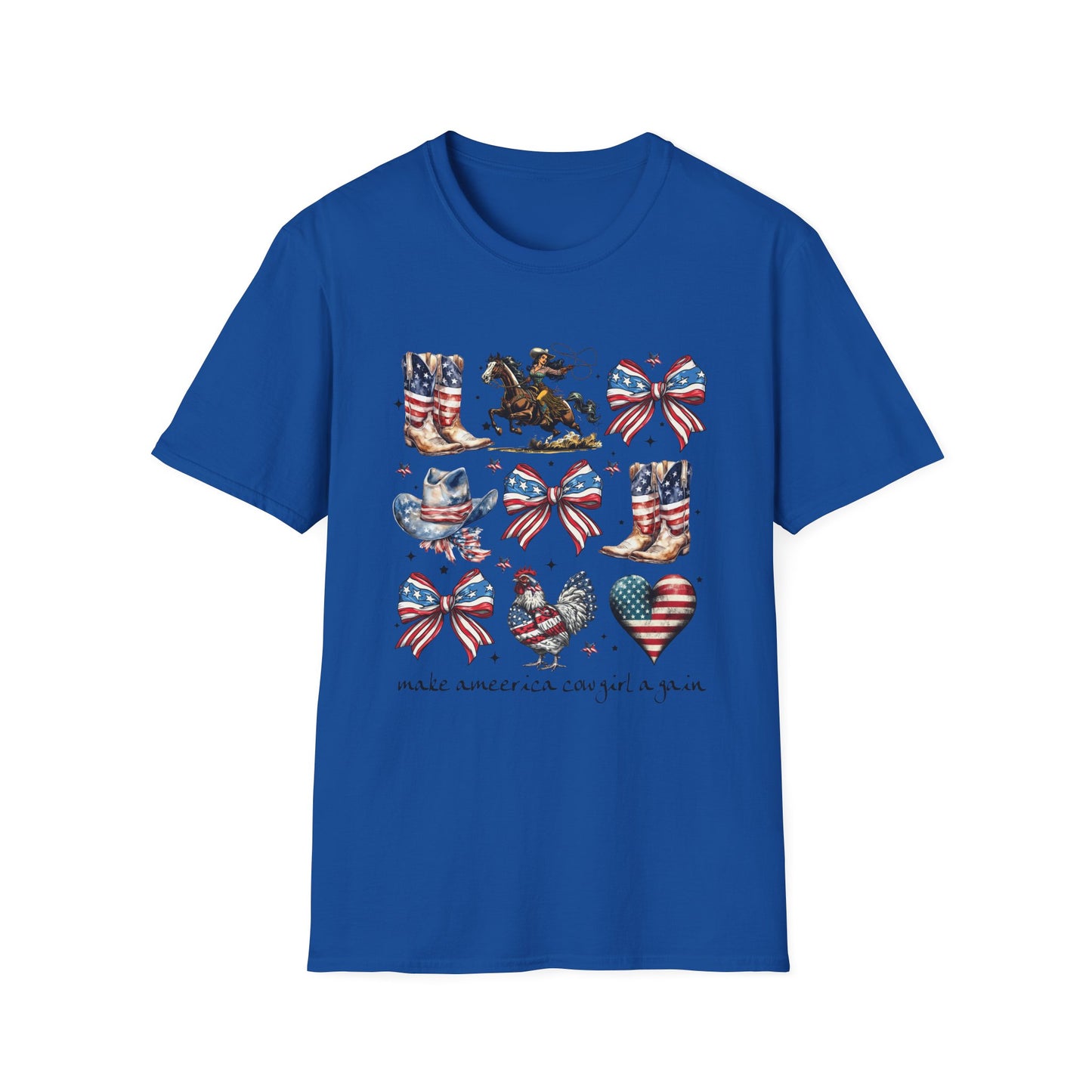 Make America Cowgirl Again T-Shirt — Americana Cowgirl Design with Horse, Boots & Cowboy Hat