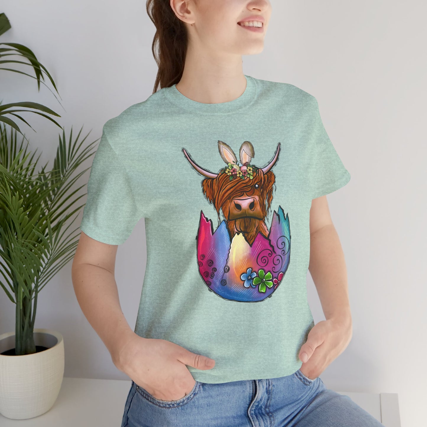 Easter Egg Cow Unisex Jersey Short Sleeve Tee