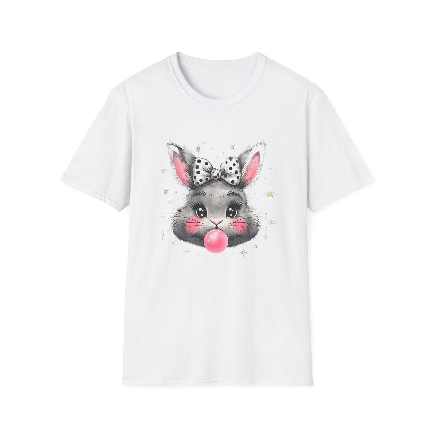Cute Mouse with Bunny Ears Blowing Bubble Gum T-Shirt