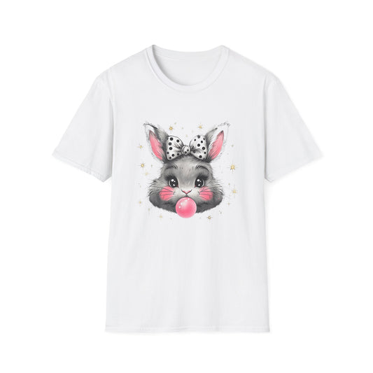 Cute Mouse with Bunny Ears Blowing Bubble Gum T-Shirt