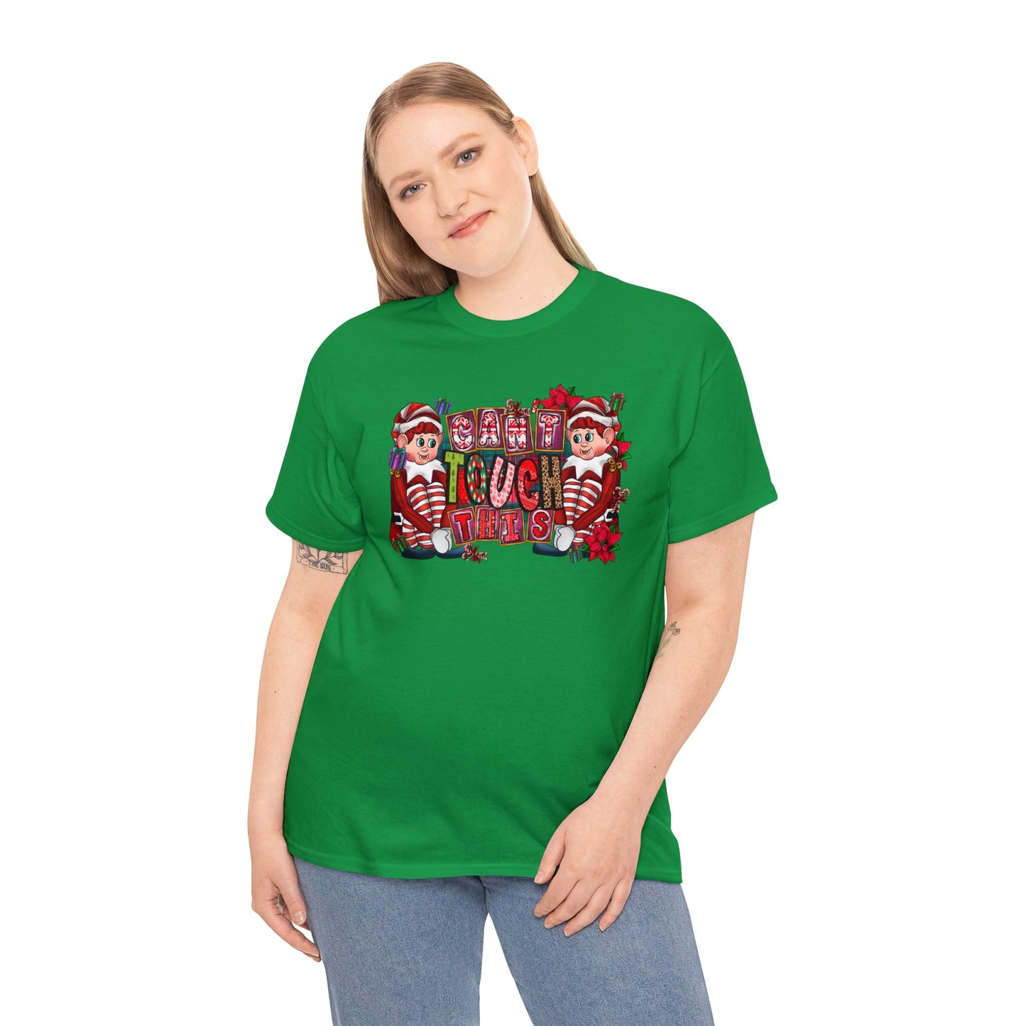 Can't Touch This Unisex Heavy Cotton Tee, Elf Christmas Tee, Funny Christmas Tee, Adult Christmas Tee, Merry Christmas Tee, Elf on a Shelf