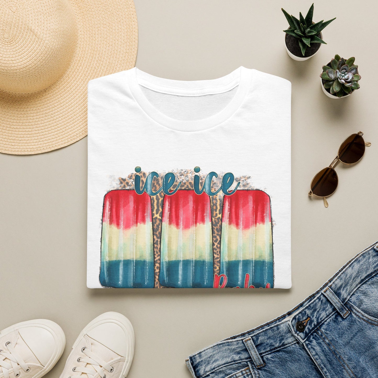 Ice Ice Baby Americana T-Shirt — Red, White & Blue Funny Song Tee