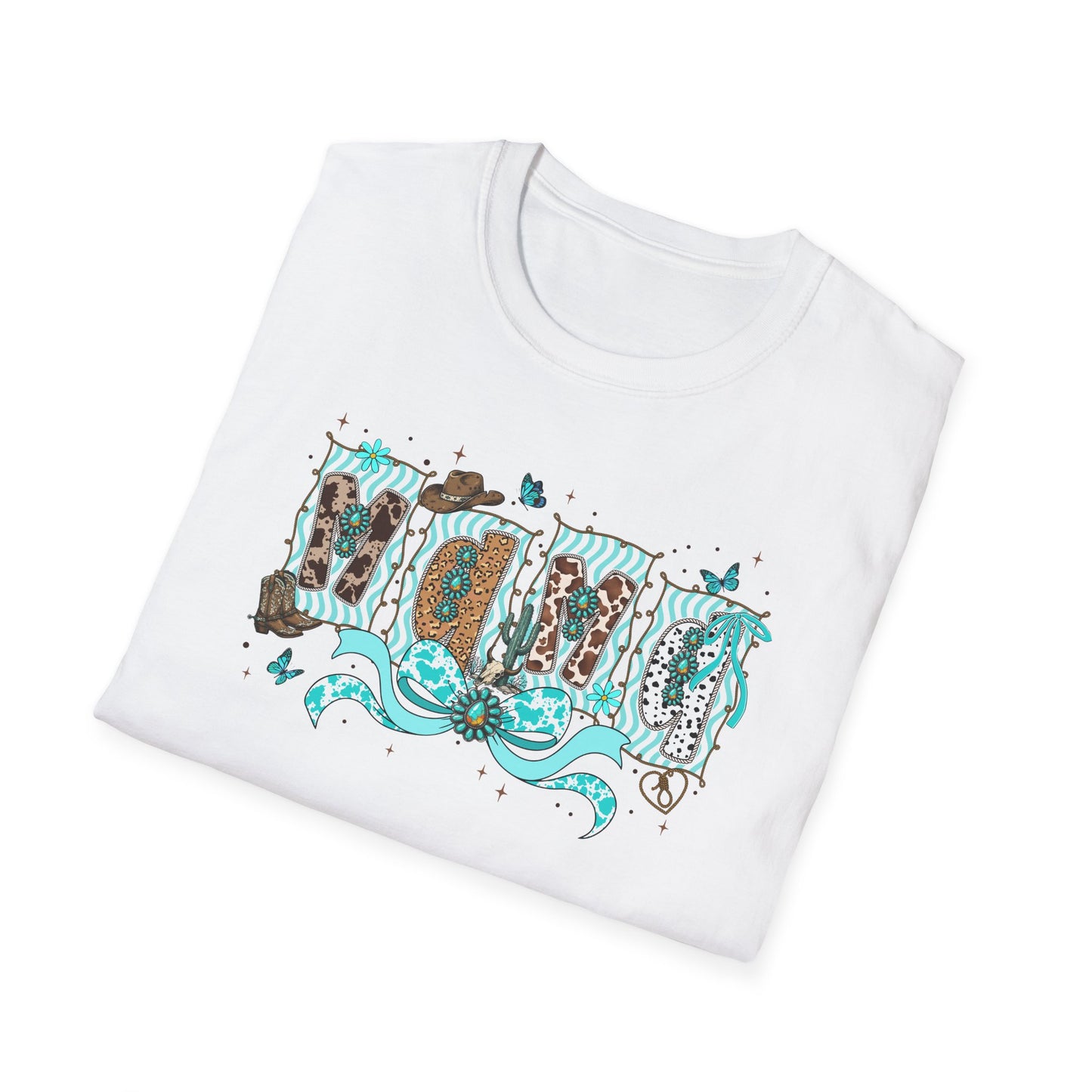 Western Mama T-Shirt — Cowboy Hat & Boots with Turquoise Accents