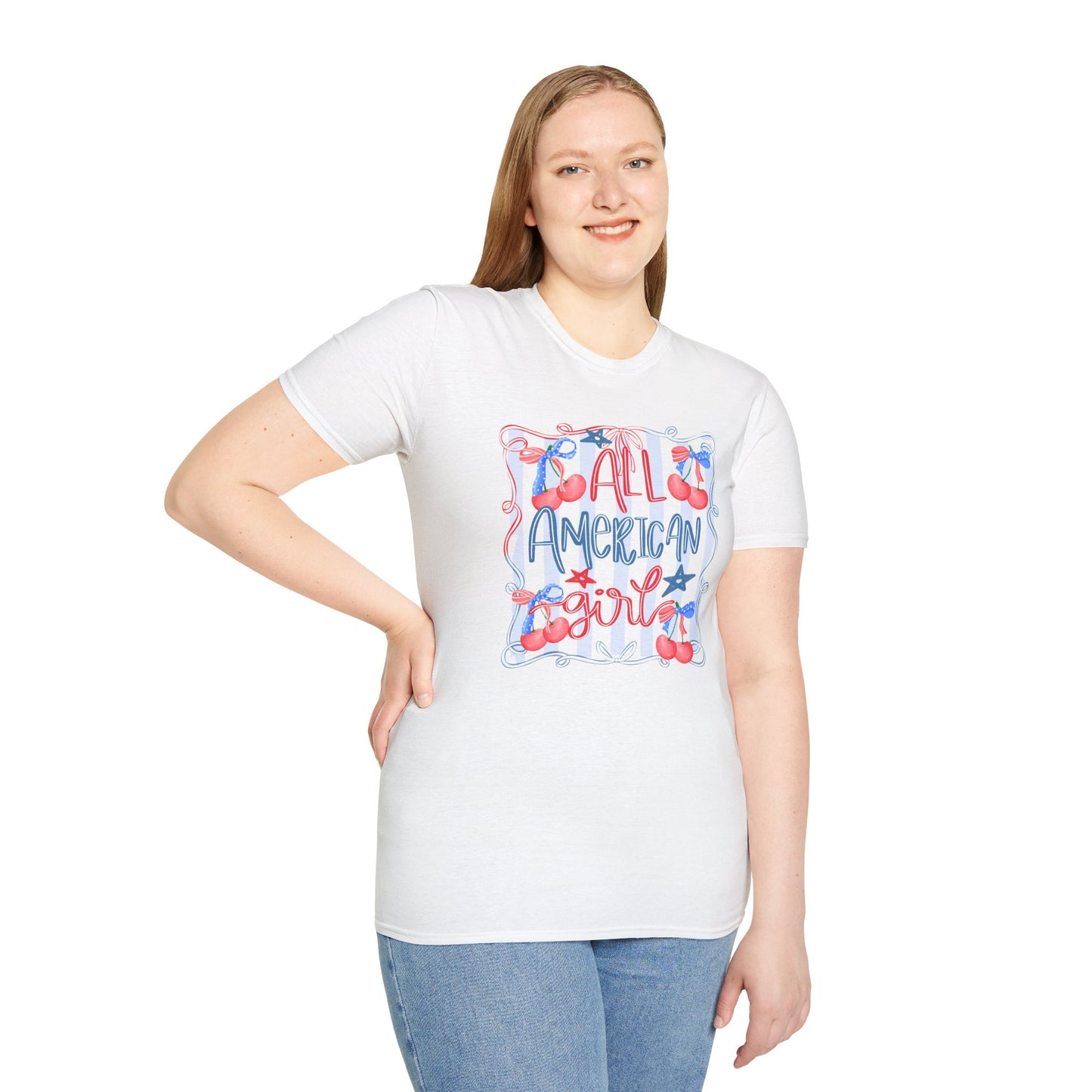 All American Girl Cherries T-Shirt | Cute Girlie Cherry Design