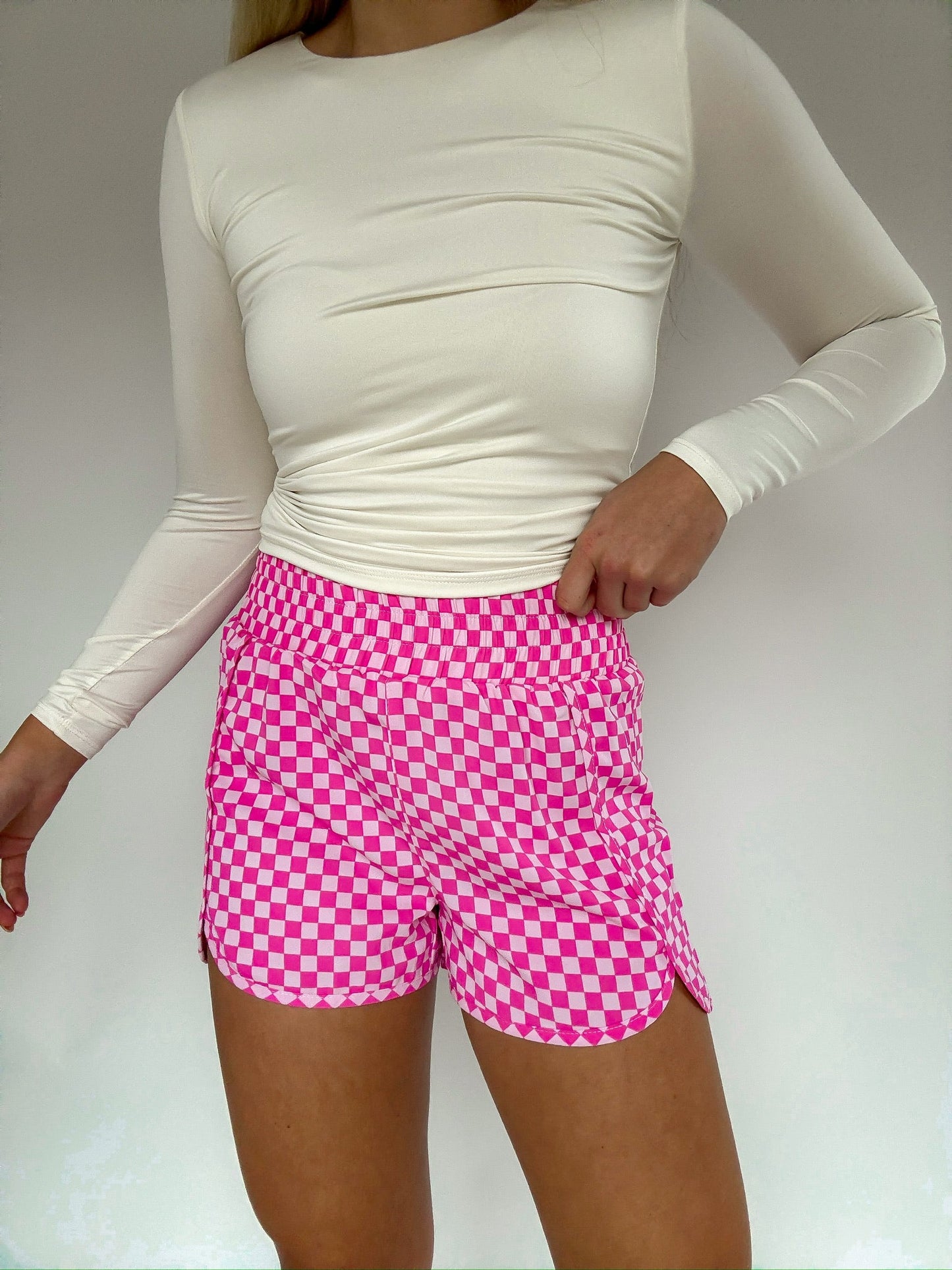 Plaid High Waisted Athletic Shorts