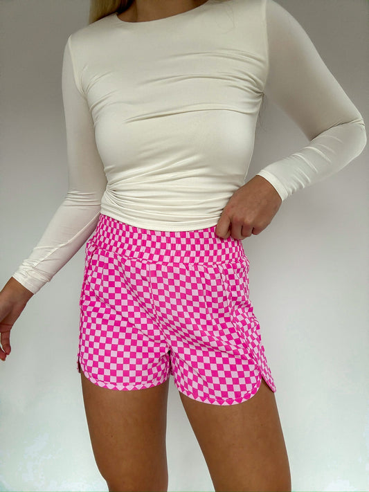 Plaid High Waisted Athletic Shorts