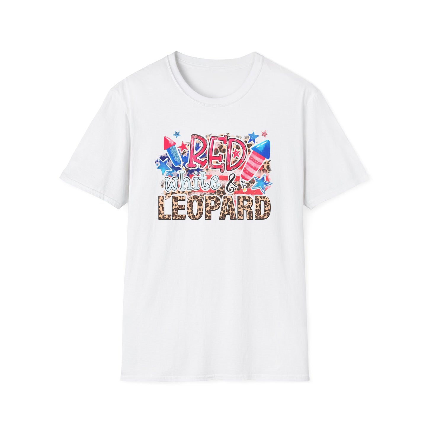 Fourth of July Americana Leopard Fireworks T-Shirt