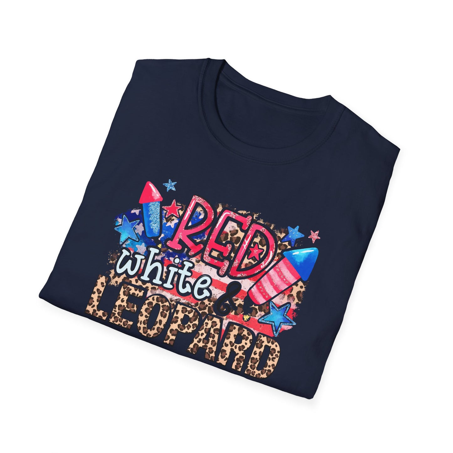 Fourth of July Americana Leopard Fireworks T-Shirt
