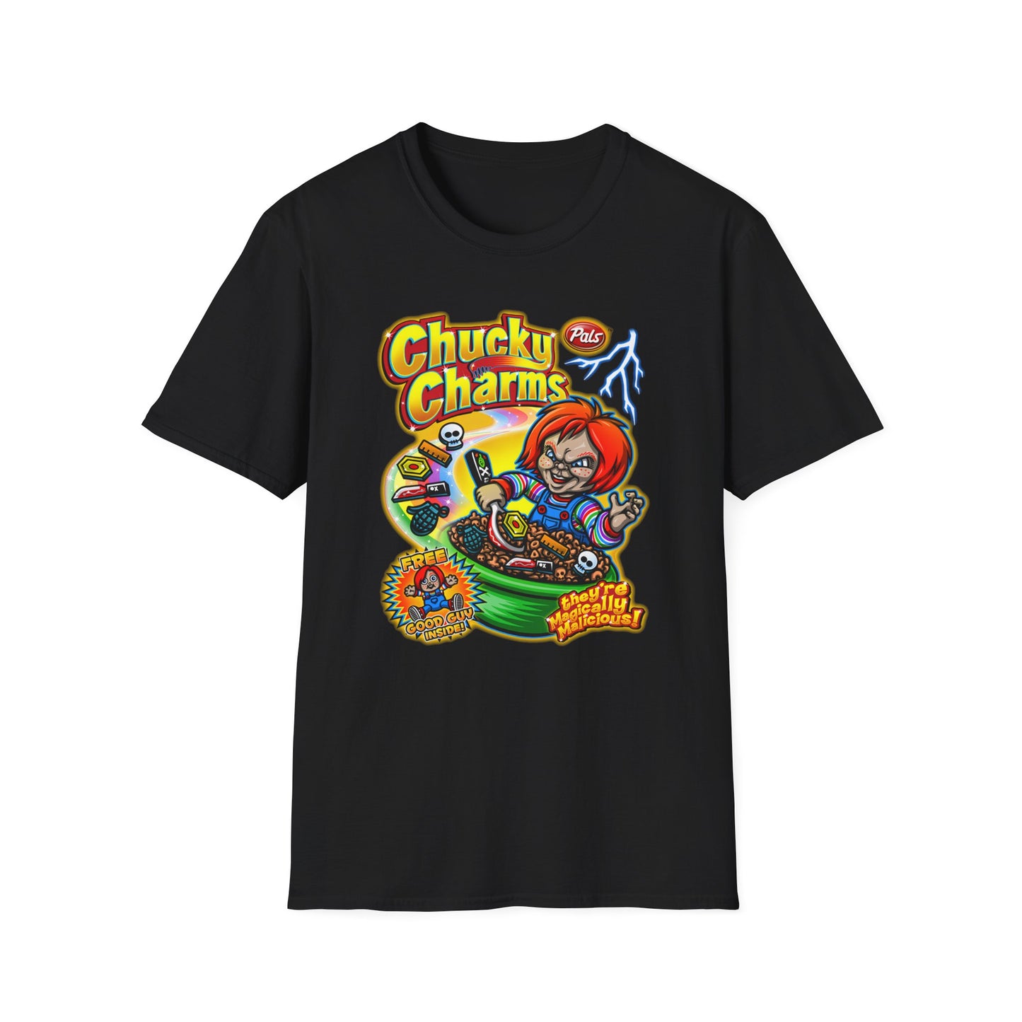 Unisex T-Shirt Chucky Charms Cereal Box Cover Design