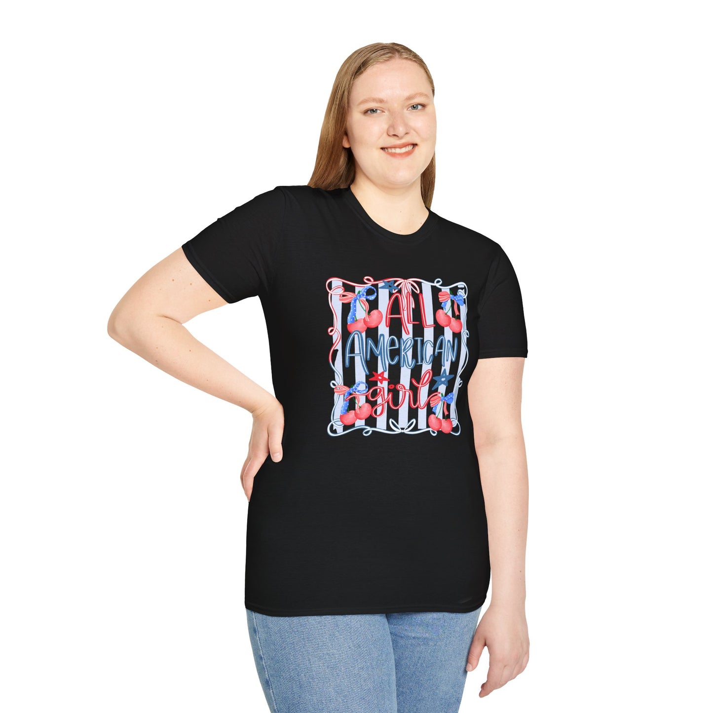All American Girl Cherries T-Shirt | Cute Girlie Cherry Design