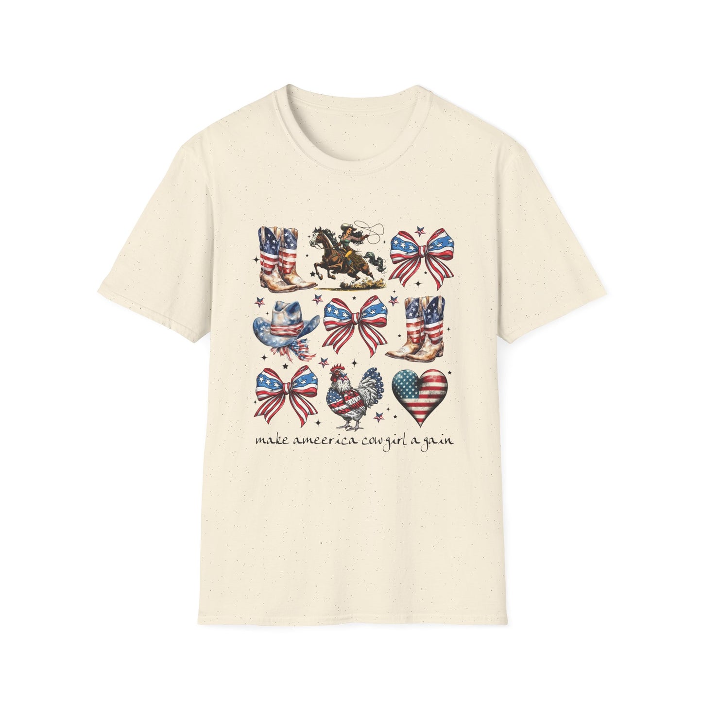 Make America Cowgirl Again T-Shirt — Americana Cowgirl Design with Horse, Boots & Cowboy Hat