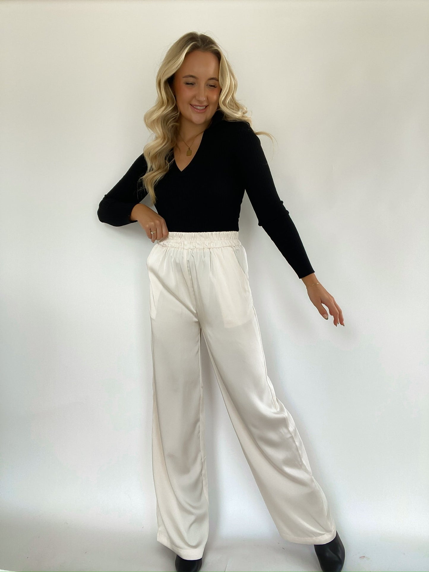 Satin Wide-Legged Pants — Salon 209