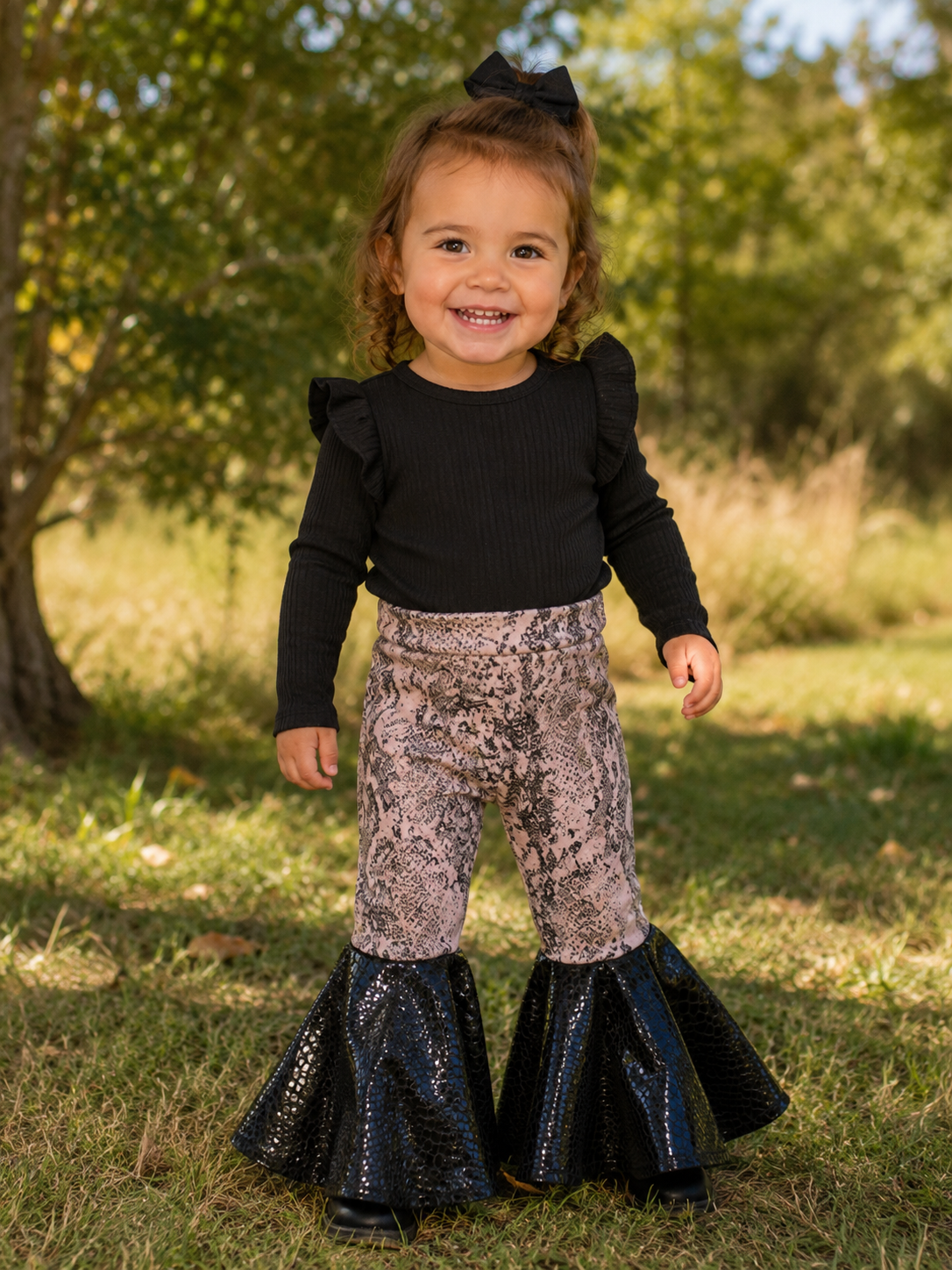 Snake Print Kids Bell Bottoms