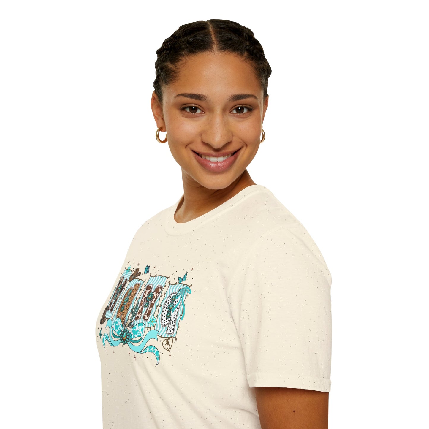 Western Mama T-Shirt — Cowboy Hat & Boots with Turquoise Accents