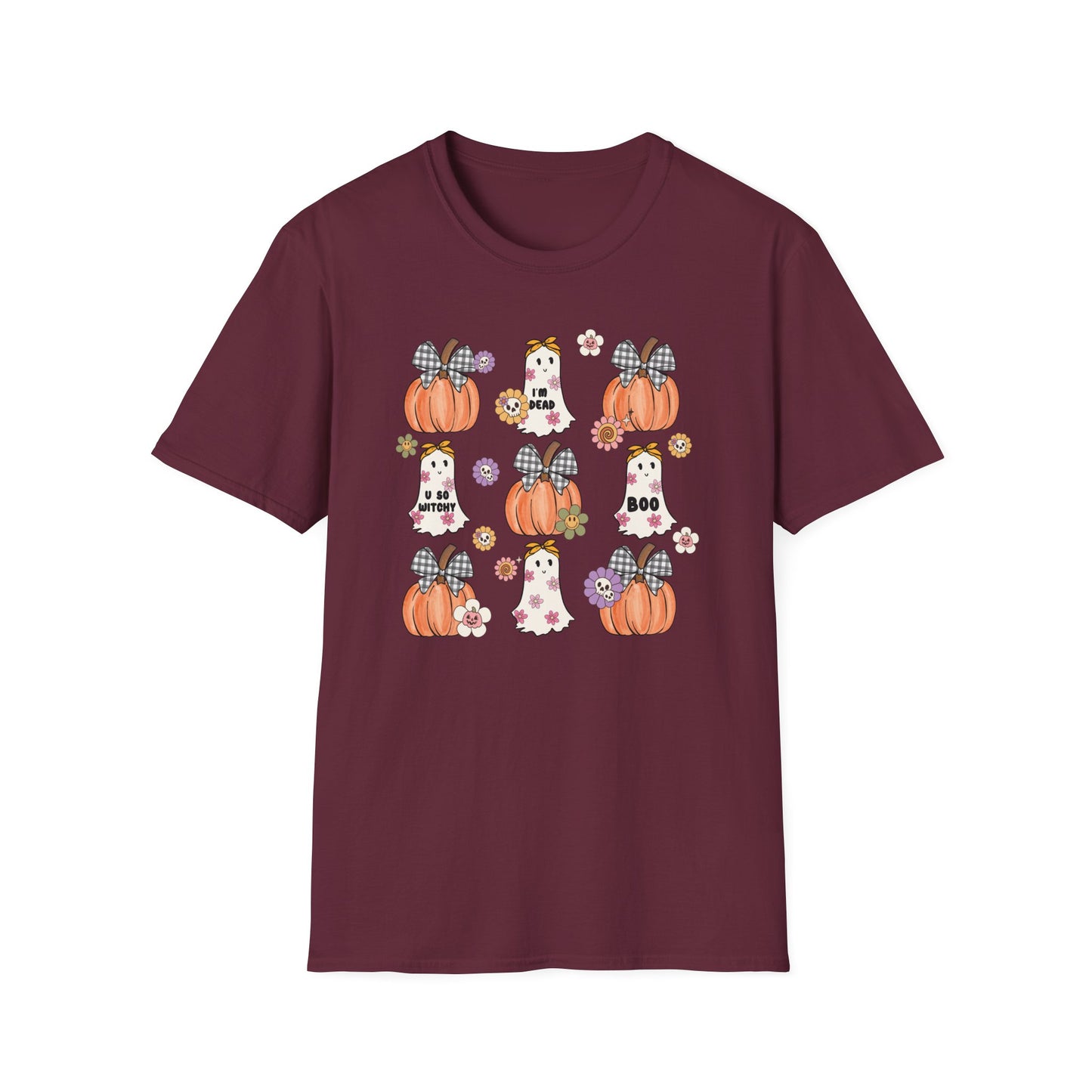 Halloween Pumpkin and Ghost Unisex Softstyle T-Shirt