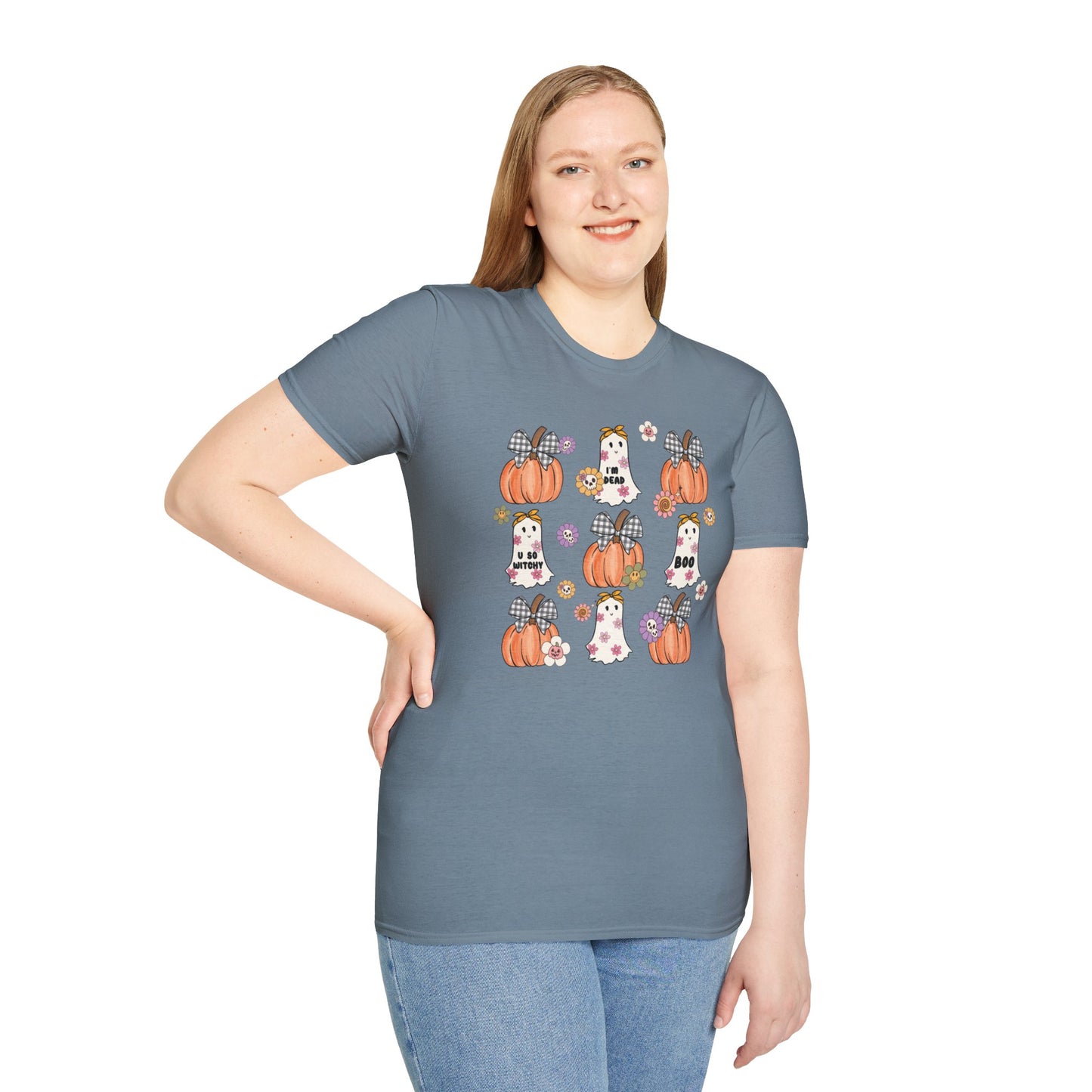 Halloween Pumpkin and Ghost Unisex Softstyle T-Shirt