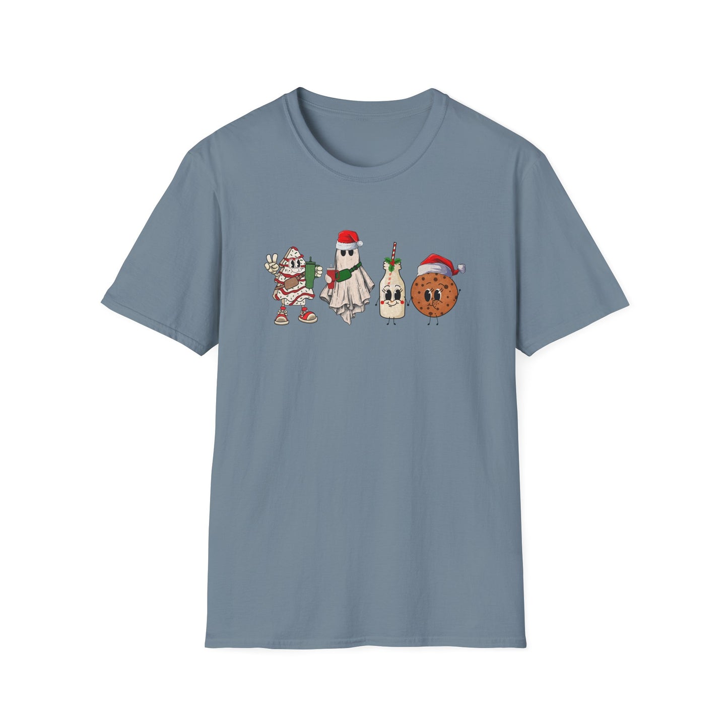 Milk and Cookies Christmas Unisex Heavy Cotton Tee, Christmas Tree Tee, Ghost Christmas Tee, Little Debbie's Christmas Tee