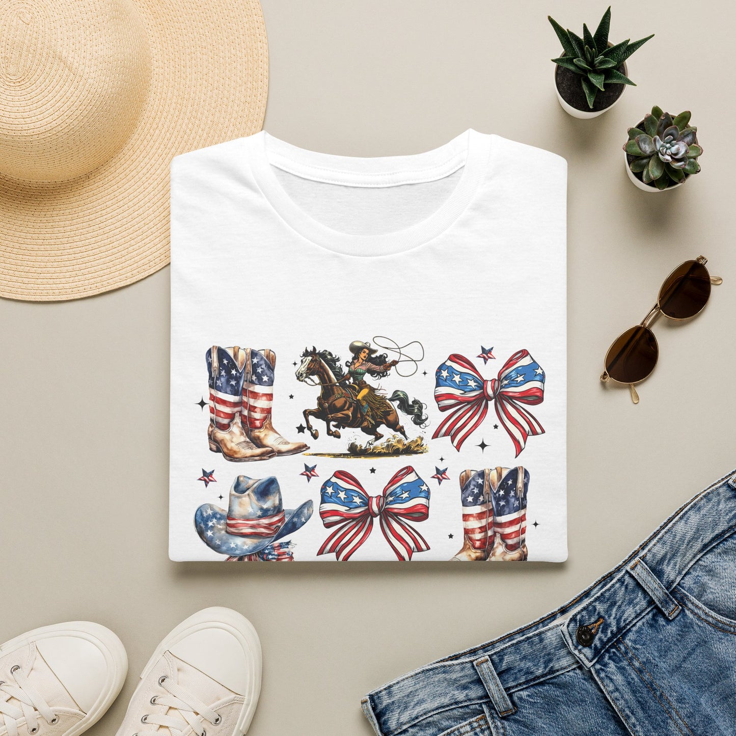 Make America Cowgirl Again T-Shirt — Americana Cowgirl Design with Horse, Boots & Cowboy Hat