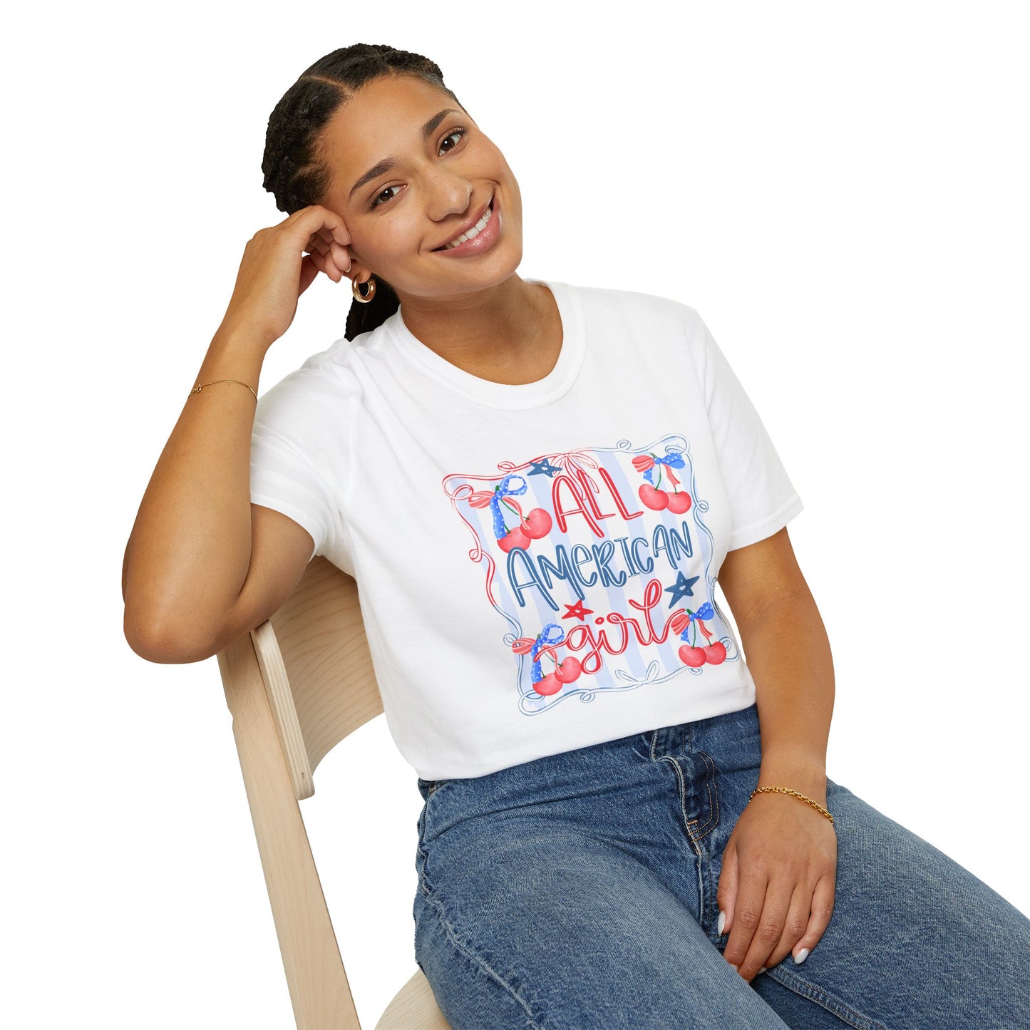 All American Girl Cherries T-Shirt | Cute Girlie Cherry Design