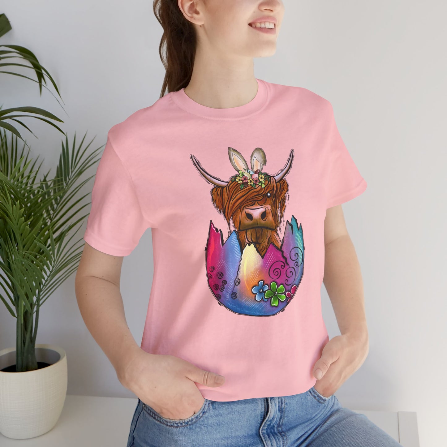 Easter Egg Cow Unisex Jersey Short Sleeve Tee