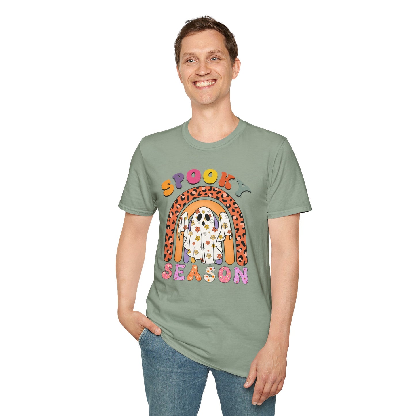 Softstyle T-Shirt Spooky Season Floral Ghost Design