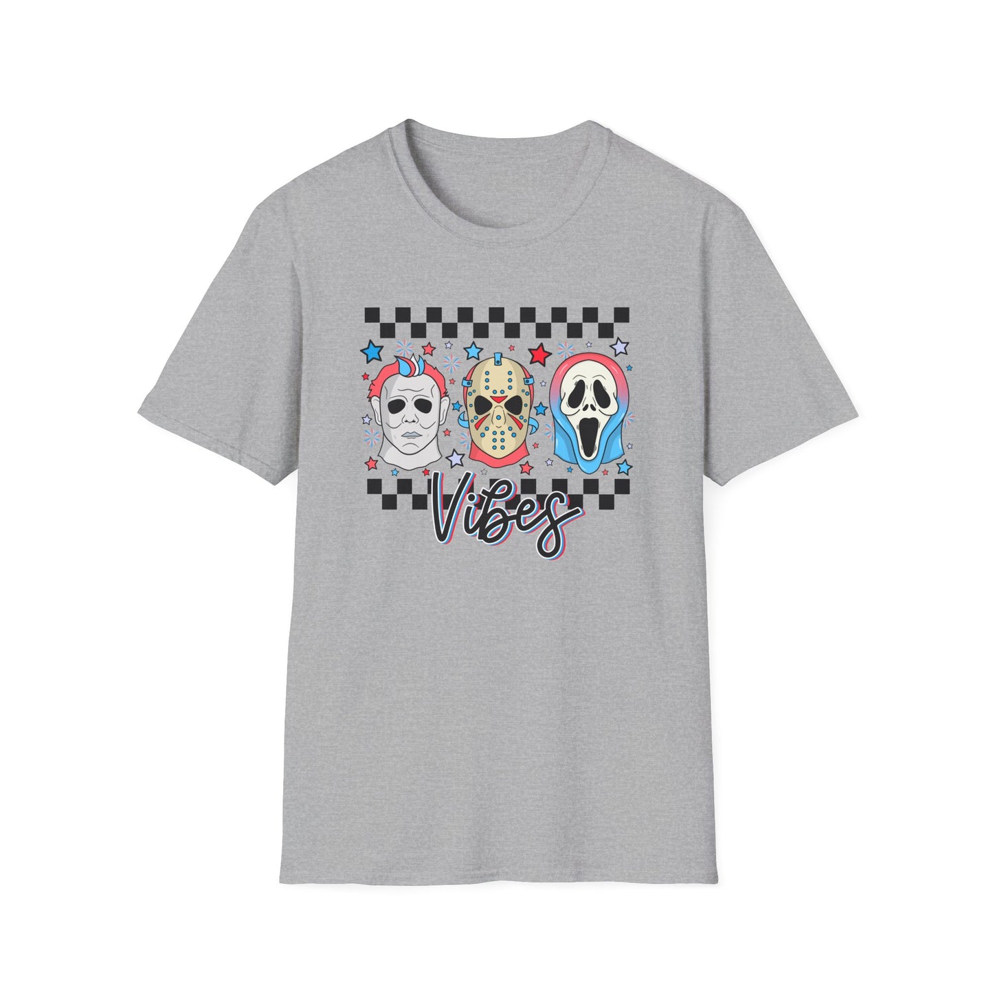 Horror Americana T-Shirt — Red, White & Blue Horror Characters