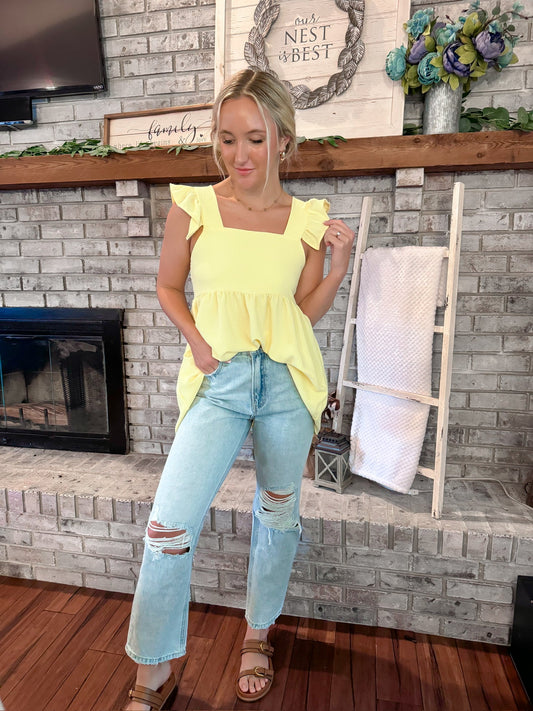Sunny Day Babydoll Top - Yellow