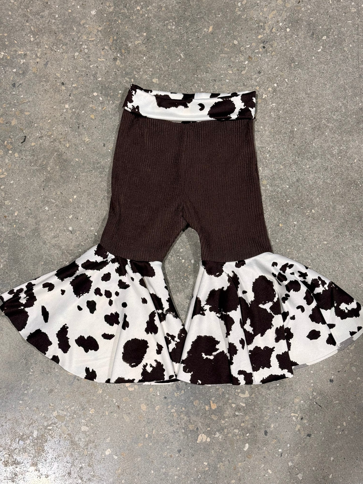 Baby and Little Girls Cow Print Bell Bottoms with Corduroy