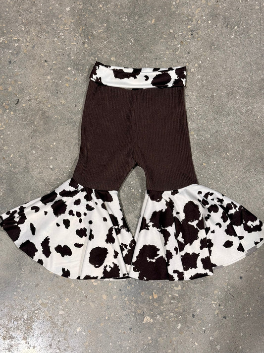 Baby and Little Girls Cow Print Bell Bottoms with Corduroy