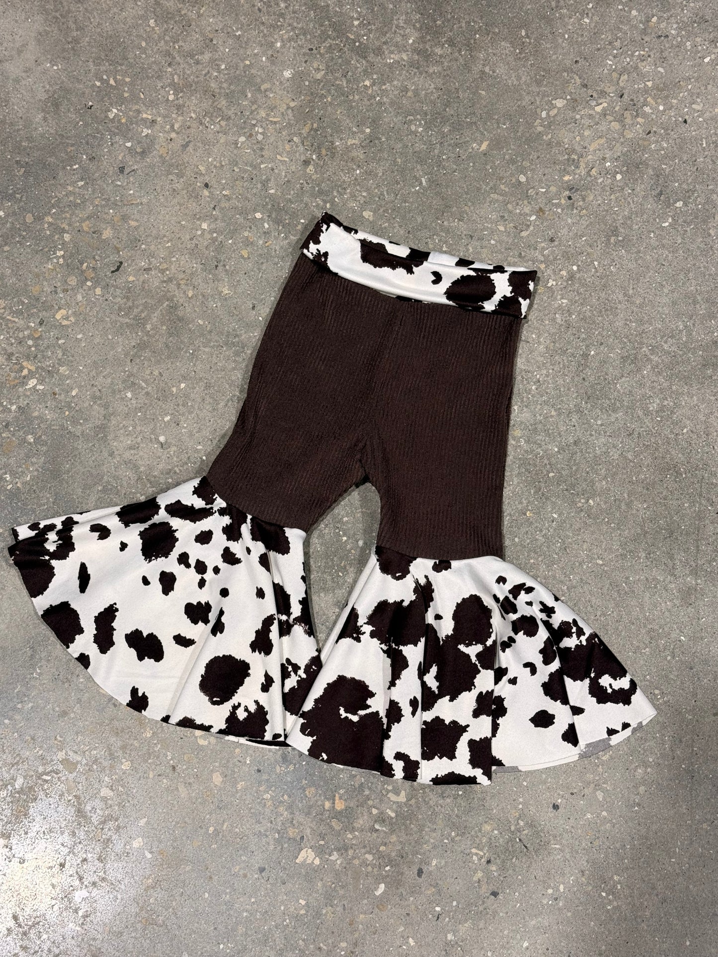 Baby and Little Girls Cow Print Bell Bottoms with Corduroy