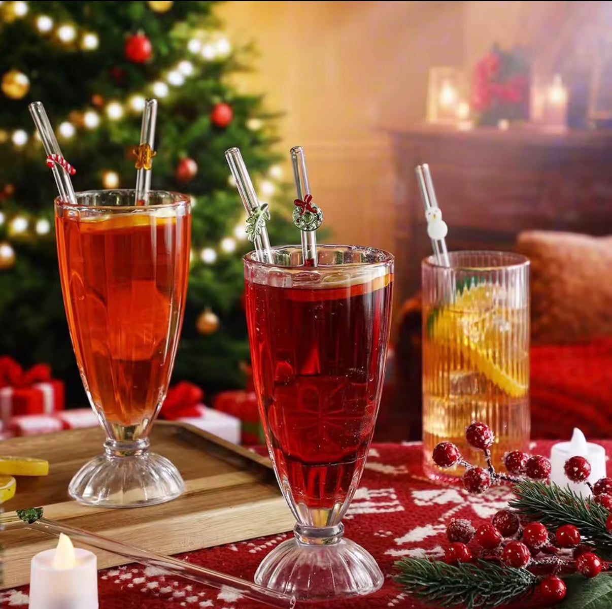 Christmas Glass Straw