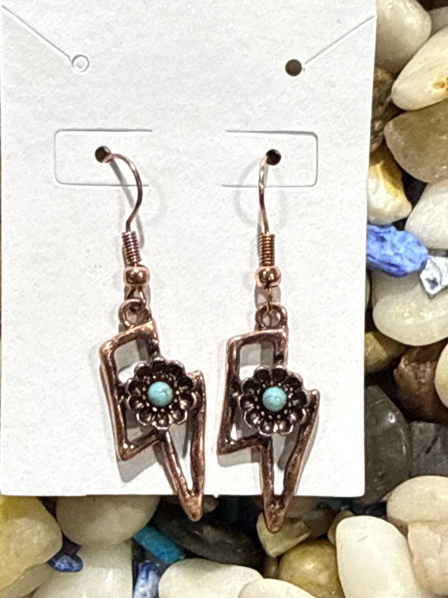 Copper Lightning Bolt Earrings