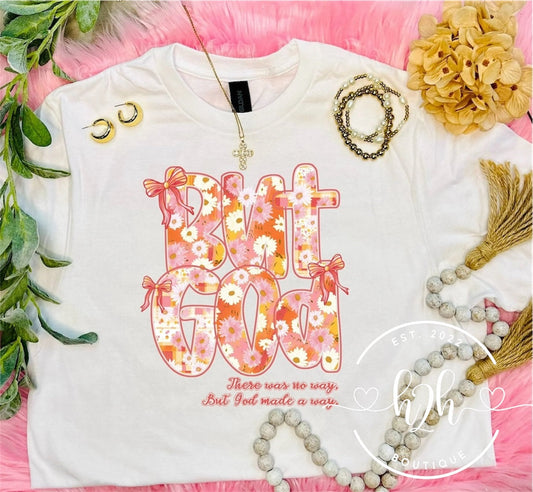 But God Floral Orange Tee