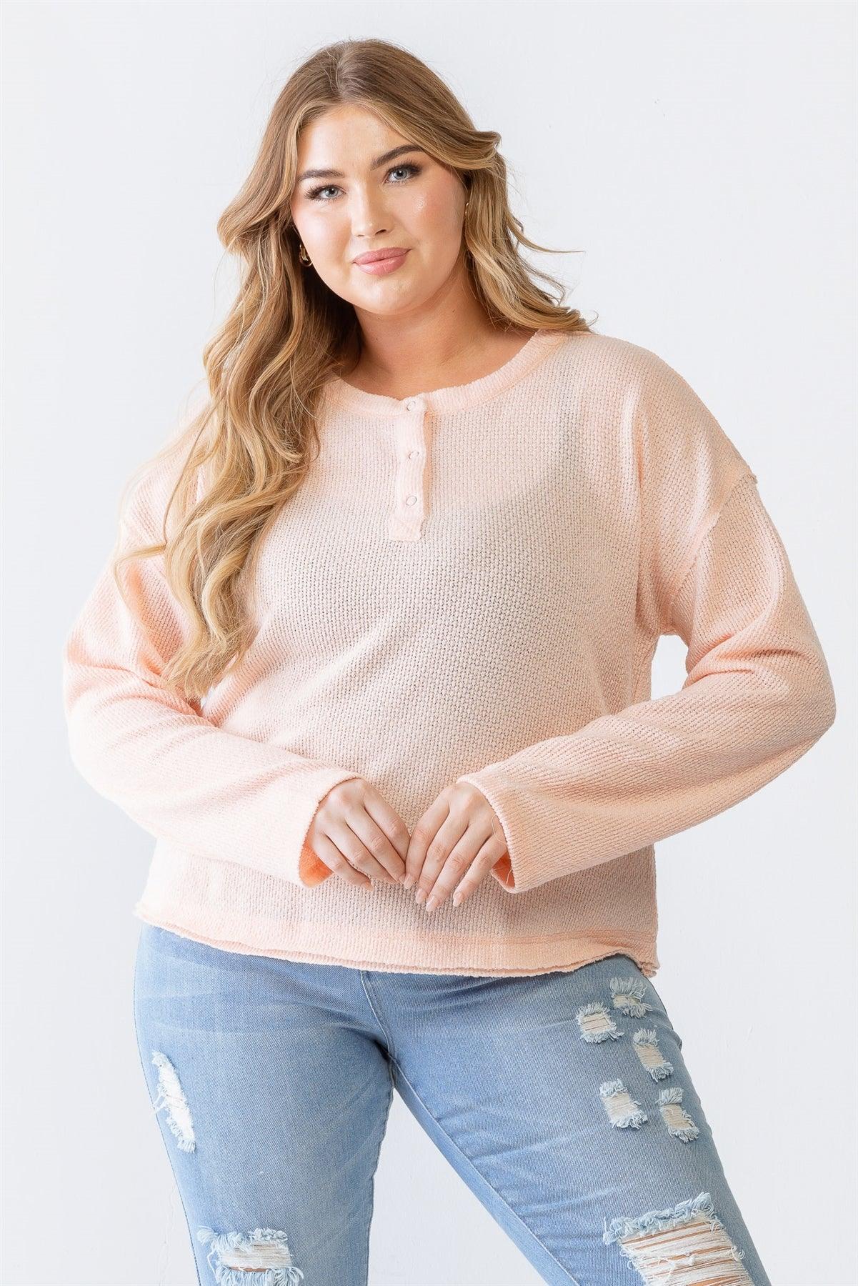 Peach Knit Sweater - Plus— Salon 209
