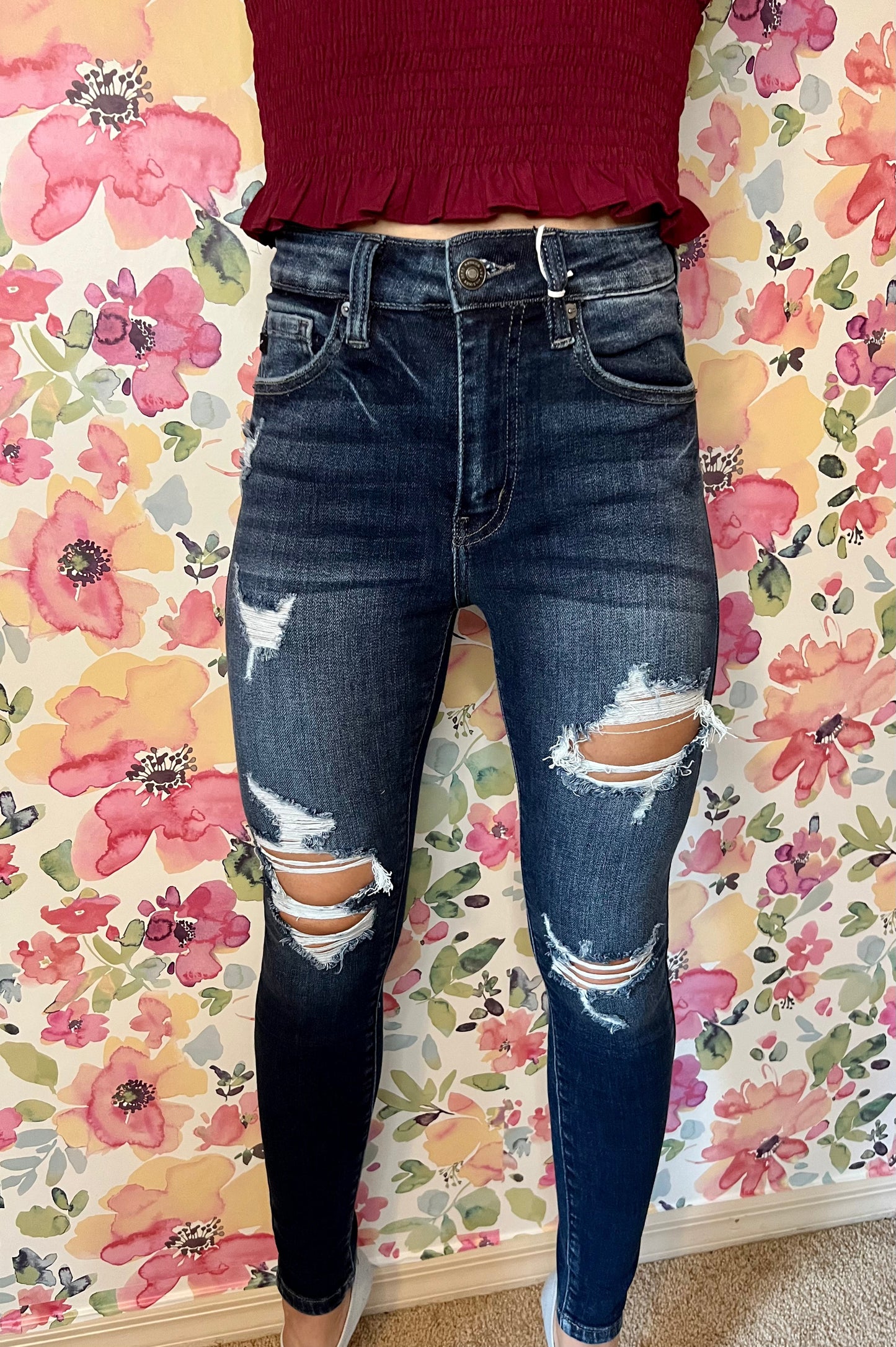Kan Can High Rise Super Skinny Jean (Dark Wash)