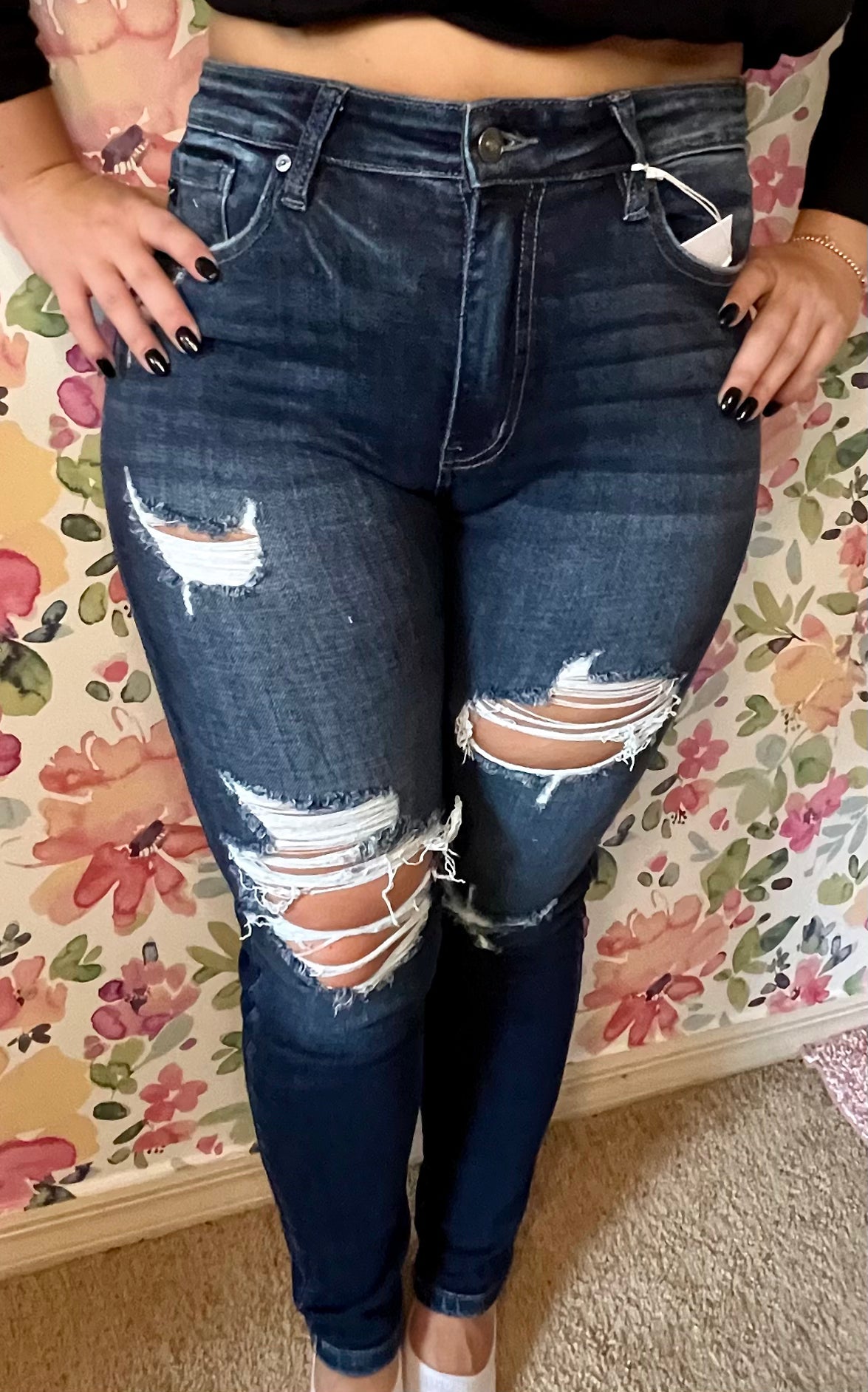 Kan Can High Rise Super Skinny Jean (Dark Wash)