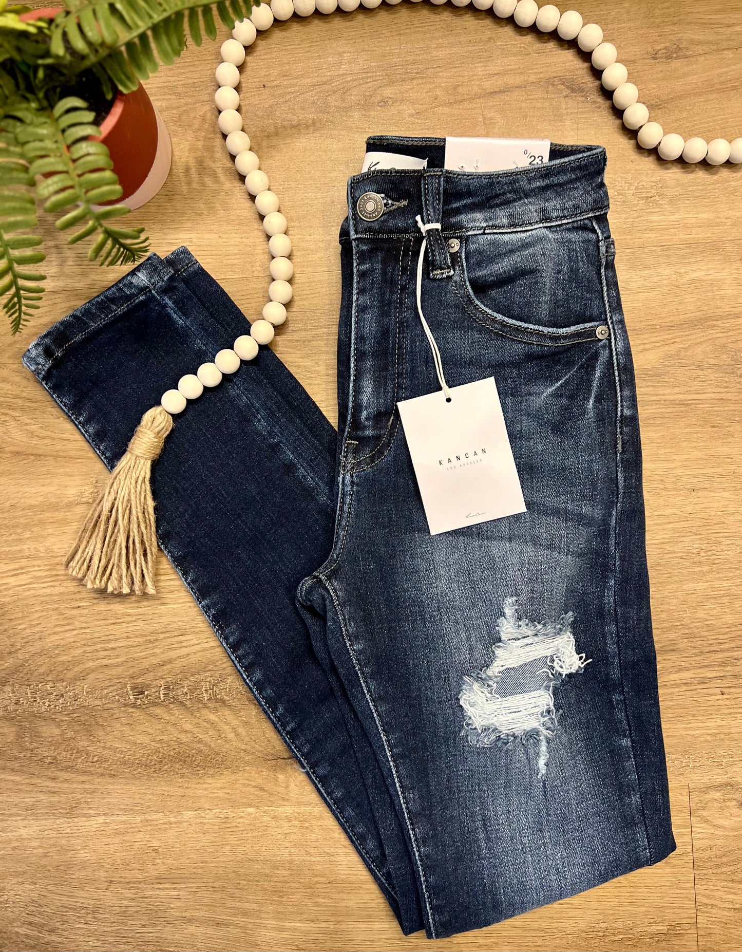 Kan Can High Rise Super Skinny Jean (Dark Wash)