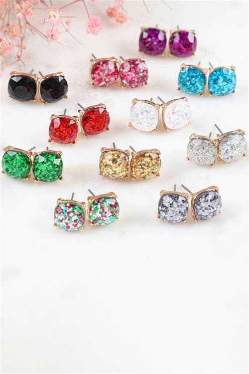 Sparkling Glitter Epoxy Stud Earrings- The Gathering Cafe