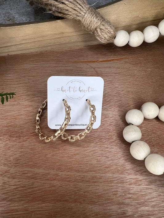 Wire Wrapped Chain Hoop Earrings