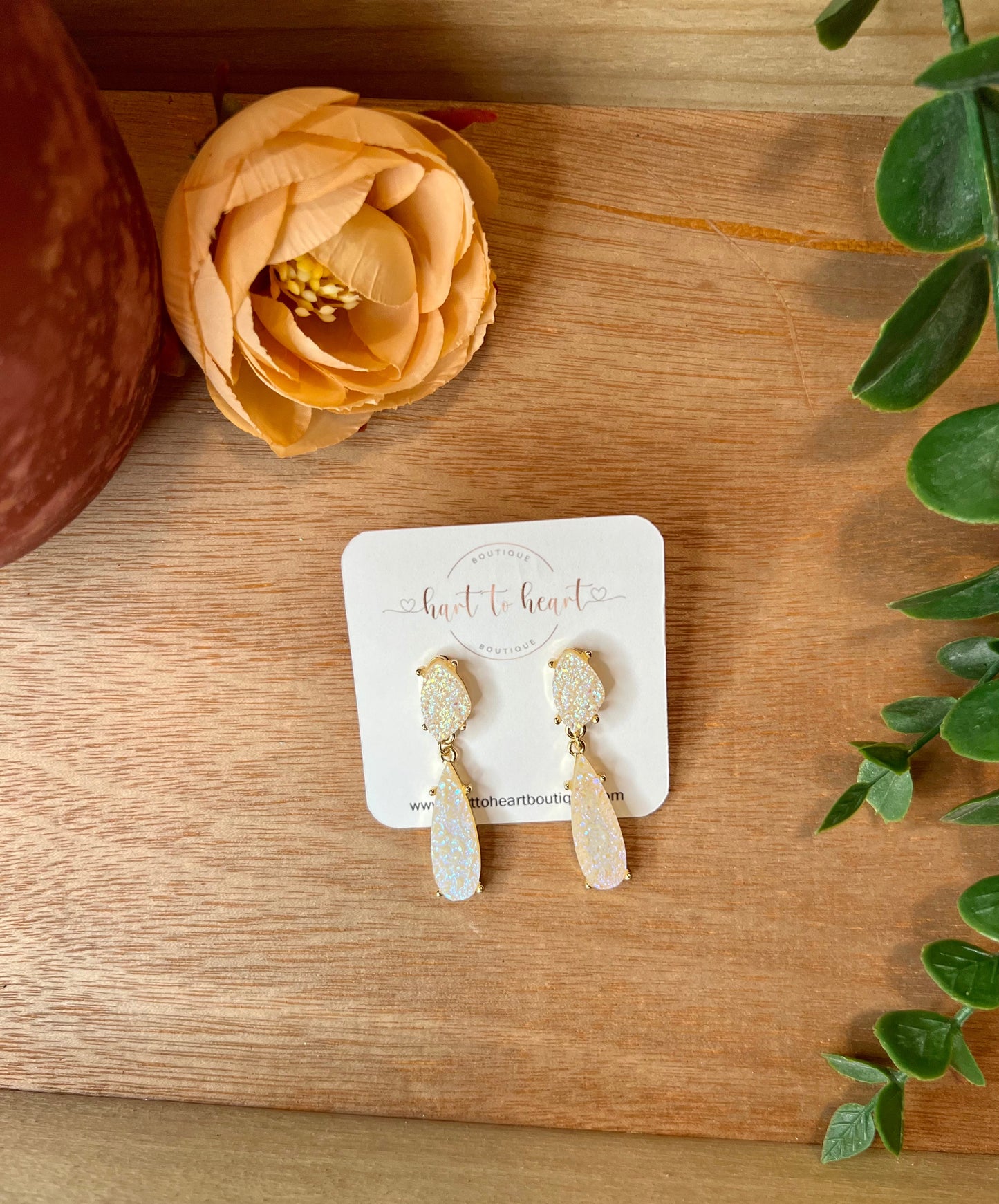 Druzy Teardrop Dangle Earrings