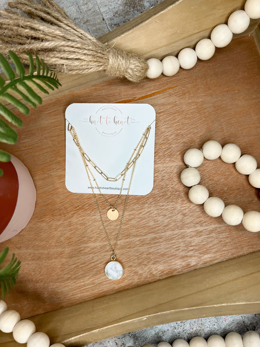 Druzy Stone Triple Layer Necklace— The Gathering Cafe
